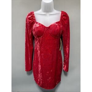 Junior's Madden NYC Red Velvet Corset Built in Bra Bodycon Dress Size M 7-9
